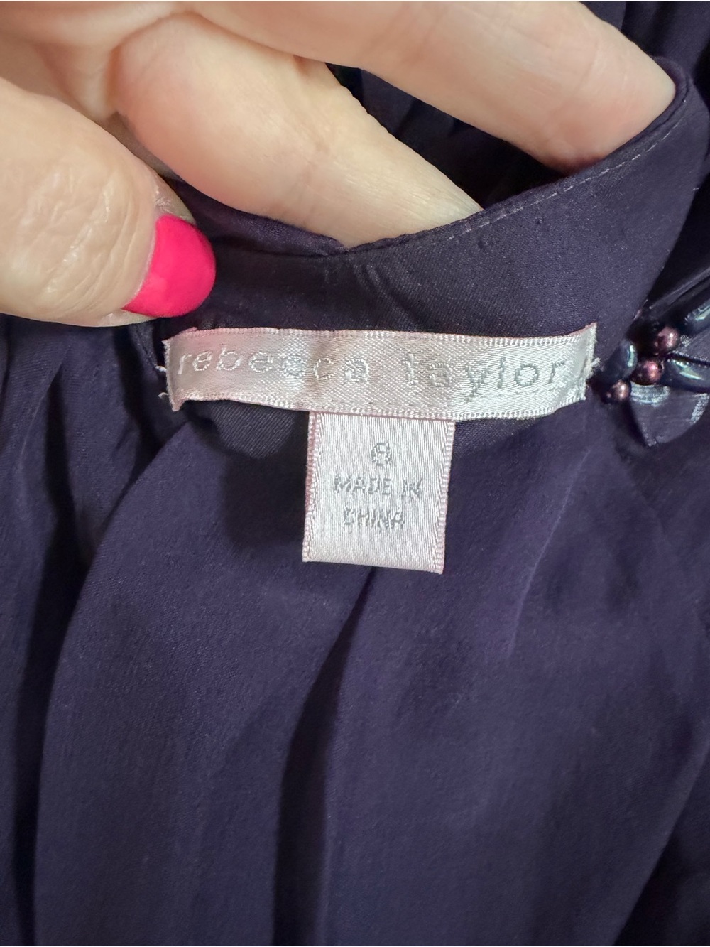 Rebecca Taylor Purple Beaded Tie-Back Camisole - Picture 3 of 4